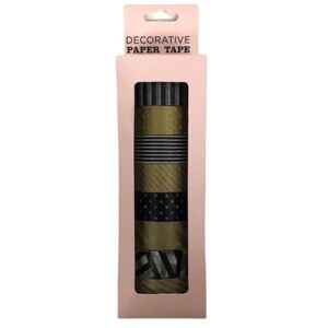 ELUM DESIGNS Washi Paper Tape Decorative Black Gold 8 Rolls Scrapbooking Planner